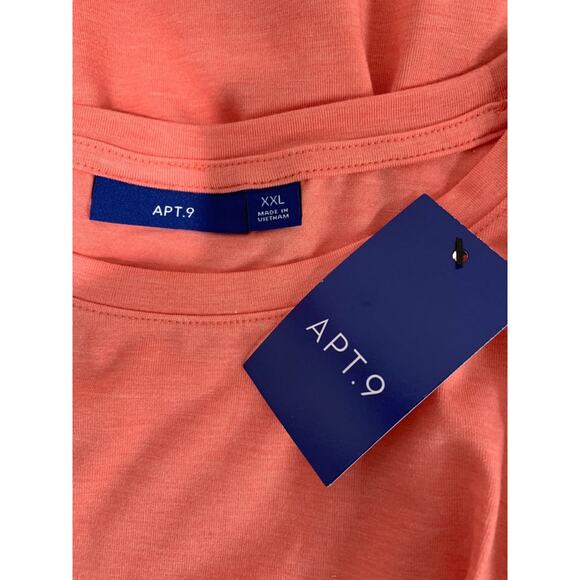XXL Apt 9 Womens New Coral Twist Hem Tshirt Soft Short Sleeve - Picture 7 of 9